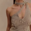 Leone metallic gebreide top met één schouder – goud Leone metallic gebreide top met één schouder – goud