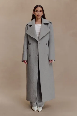 Levi lange wollen trenchcoat – grijs gemêleerd