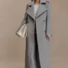 Levi lange wollen trenchcoat – grijs gemêleerd Levi lange wollen trenchcoat – grijs gemêleerd
