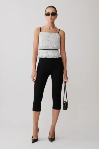 Lilou geplooide mouwloze top – stippen