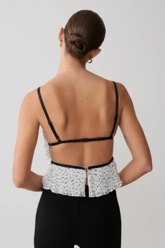 Lilou geplooide mouwloze top – stippen