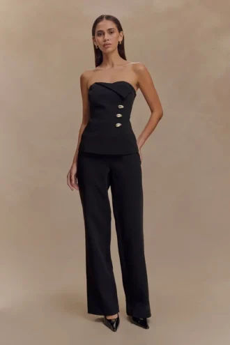 Lindie broek met rechte pijpen – Zwart