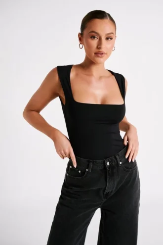 Linley gerecyclede nylon lange top – Zwart
