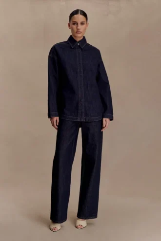 Lioda oversized Denim shirt – gewaschen indigoblauw
