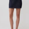 Loraine denim minirok met middelhoge taille – Indigo met krijtstreep Loraine denim minirok met middelhoge taille – Indigo met krijtstreep
