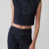 Loraine mouwloze Denim Top – Indigo Pinstripe Loraine mouwloze Denim Top – Indigo Pinstripe