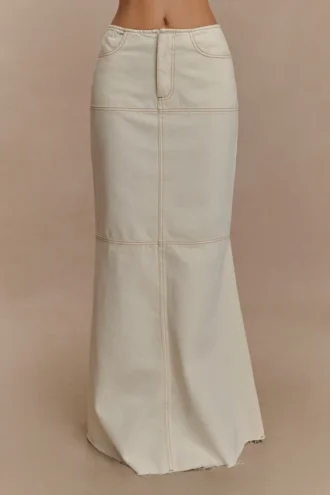 Loretta Denim maxi-rok – ecru