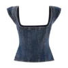 Loretta Denim Top met kapmouwtjes – gewassen donkerblauw