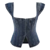 Loretta Denim Top met kapmouwtjes – gewassen donkerblauw