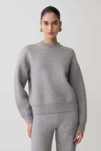 Lulu oversized gebreide trui – grijs gemêleerd