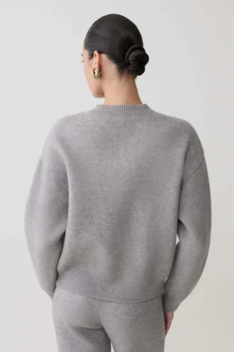 Lulu oversized gebreide trui – grijs gemêleerd