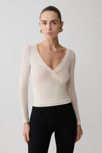 Lumi mesh-top met lange mouwen – Bone