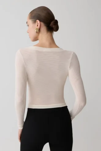 Lumi mesh-top met lange mouwen – Bone