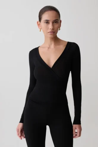Lumi mesh-top met lange mouwen – Zwart