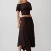 Luu Slinky Midi-rok – Donker Chocolade