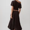 Luu Slinky Midi-rok – Donker Chocolade
