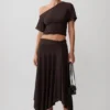 Luu Slinky Midi-rok – Donker Chocolade
