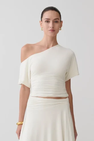 Luu off-shoulder slinky top – ivoor