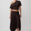 Luu Slinky Midi-rok – Donker Chocolade
