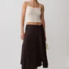 Luu Slinky Midi-rok – Donker Chocolade