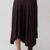 Luu Slinky Midi-rok – Donker Chocolade