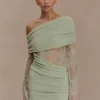 Luxie kanten gebreide mini-jurk – pastelgroen Luxie kanten gebreide mini-jurk – pastelgroen