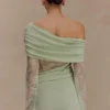 Luxie kanten gebreide mini-jurk – pastelgroen Luxie kanten gebreide mini-jurk – pastelgroen