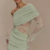 Luxie kanten gebreide mini-jurk – pastelgroen Luxie kanten gebreide mini-jurk – pastelgroen
