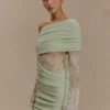 Luxie kanten gebreide mini-jurk – pastelgroen Luxie kanten gebreide mini-jurk – pastelgroen