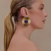 Maisie ronde oorbellen met edelsteen – goud