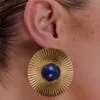 Maisie ronde oorbellen met edelsteen – goud
