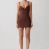 Maison Bandage gebreide mini-jurk – Chocolade Maison Bandage gebreide mini-jurk – Chocolade