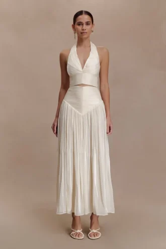 Makena gerimpelde midi-rok – Opal White Makena gerimpelde midi-rok – Opal White