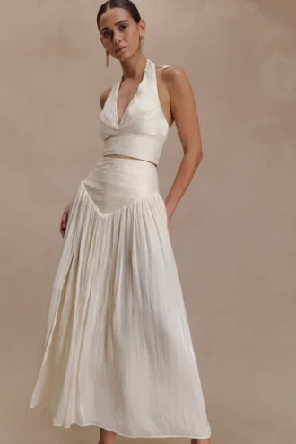 Makena gerimpelde midi-rok – Opal White Makena gerimpelde midi-rok – Opal White