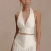 Makena gerimpelde top met V-hals – Opal White Makena gerimpelde top met V-hals – Opal White