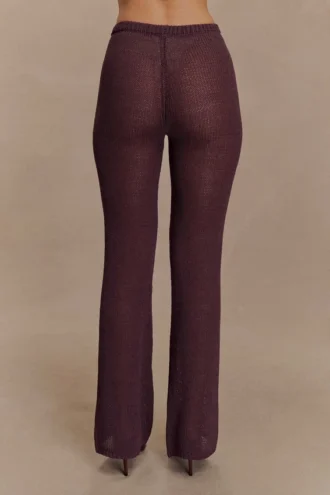 Malani gebreide broek met wijde pijpen – Chocolate
