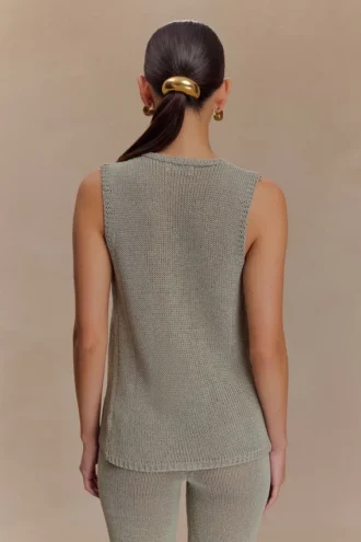 Malani gebreide top met details – Sage