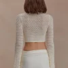 Mania gehaakte cropped top met lange mouwen – ivoor Mania gehaakte cropped top met lange mouwen – ivoor