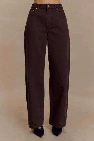 Mannon Denim-jeans met middelhoge taille – Chocoladebruin