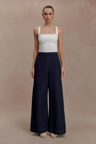 Maral hooggetailleerde jeans met coupenaden – gewassen indigoblauw