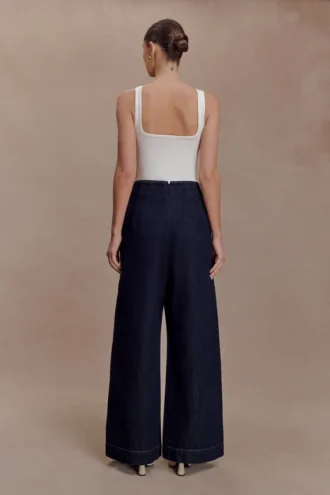 Maral hooggetailleerde jeans met coupenaden – gewassen indigoblauw