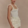 Margaret mini-skort met kanten ruches – Crème Margaret mini-skort met kanten ruches – Crème