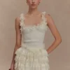 Margaret mini-skort met kanten ruches – Crème Margaret mini-skort met kanten ruches – Crème