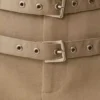 Marielle mini-rok met dubbele riem – taupe Marielle mini-rok met dubbele riem – taupe