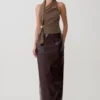Marina haltertop met metalen details – Cacaobruin Marina haltertop met metalen details – Cacaobruin