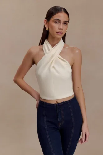 Marion cross-over top – Buttercream