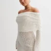 Marisol off-shoulder bouclé mini-jurk – ivoor Marisol off-shoulder bouclé mini-jurk – ivoor