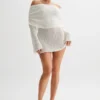 Marisol off-shoulder bouclé mini-jurk – ivoor Marisol off-shoulder bouclé mini-jurk – ivoor