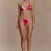 Marquise-bikini-top – Dragonfruit Deco Fleur-print