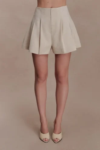 Martine geplooide linnen Shorts – naturel